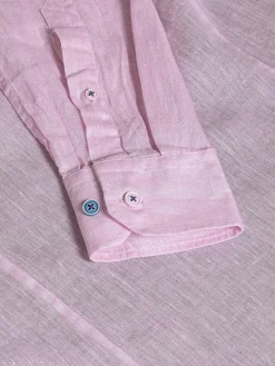 Wam Denim Overhemd Lange Mouwen|Redention Linen Pink Overhemd Lange Mouw