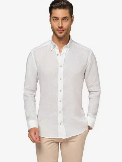 Wam Denim Overhemd Lange Mouwen|Redention Linen White Overhemd Lange Mouw