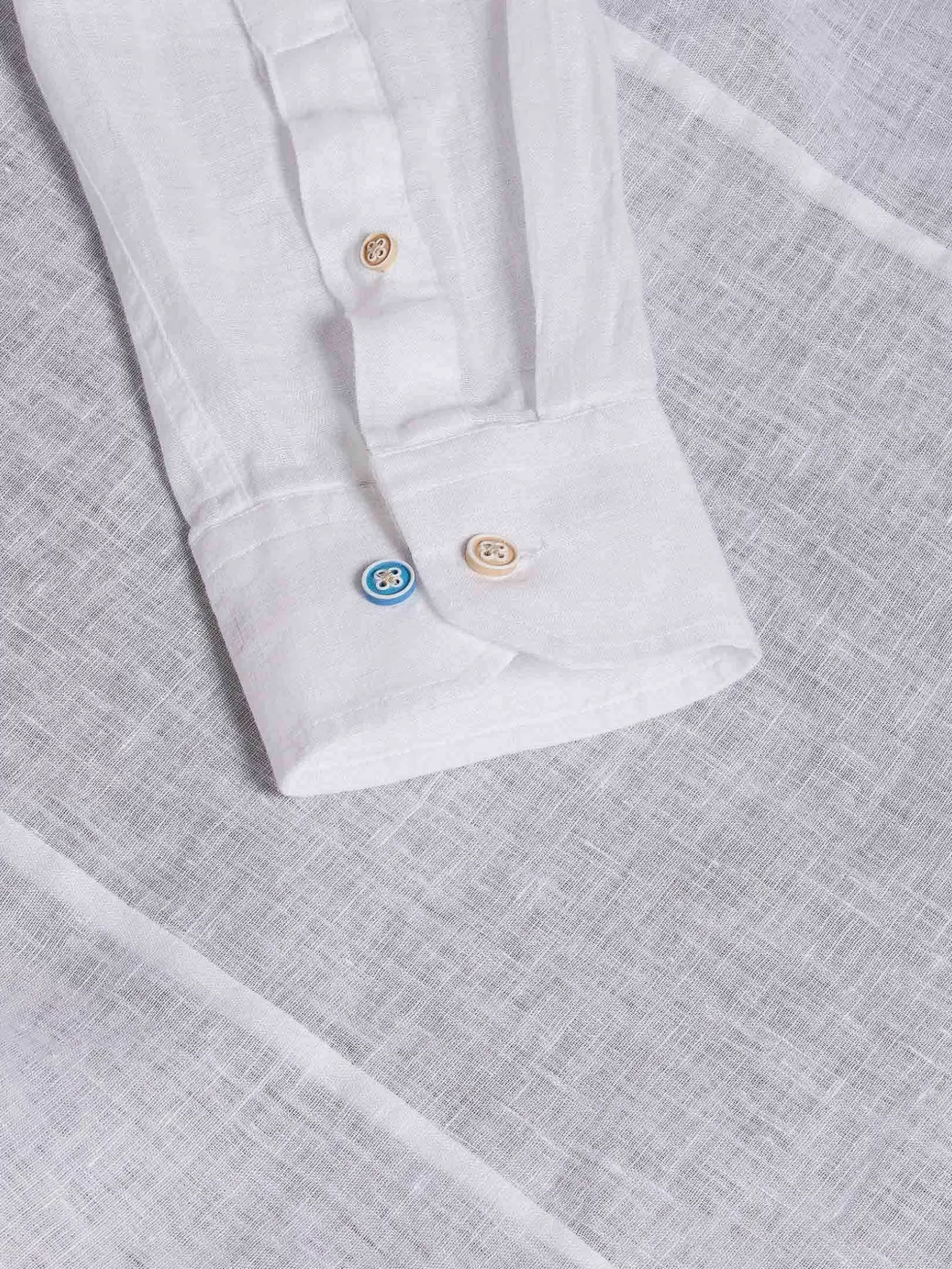 Wam Denim Overhemd Lange Mouwen|Redention Linen White Overhemd Lange Mouw