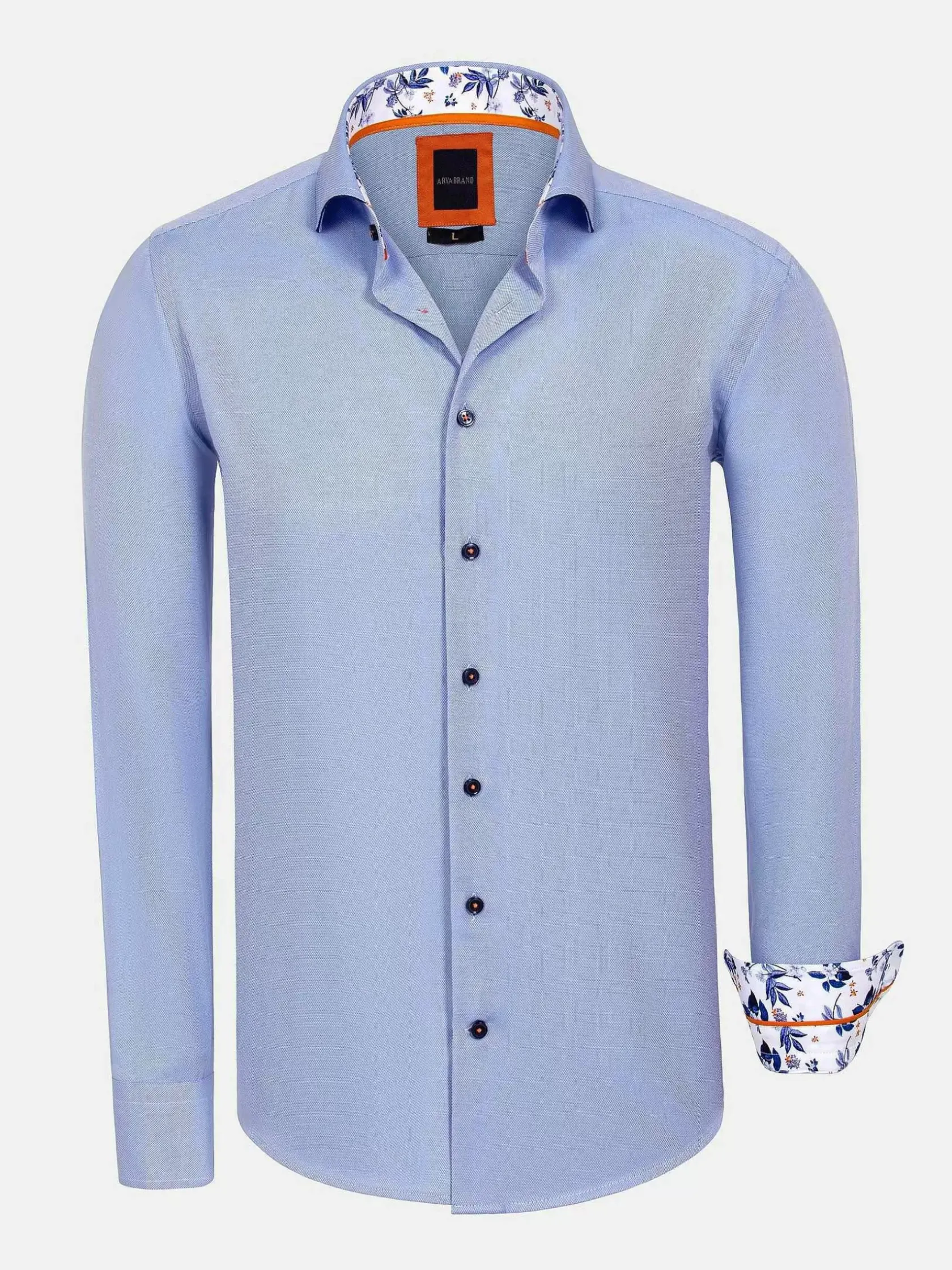 Wam Denim Overhemd Lange Mouwen|Redon Blue Poplin Plain Overhemd Longe Mouw