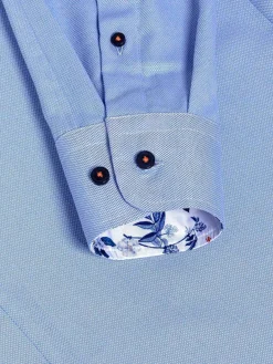 Wam Denim Overhemd Lange Mouwen|Redon Blue Poplin Plain Overhemd Longe Mouw