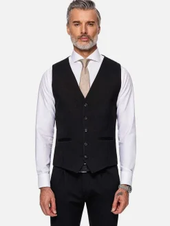 Wam Denim Gilets|Red Wood Glen Check Slim Fit Dark Red Black Suit Gilet