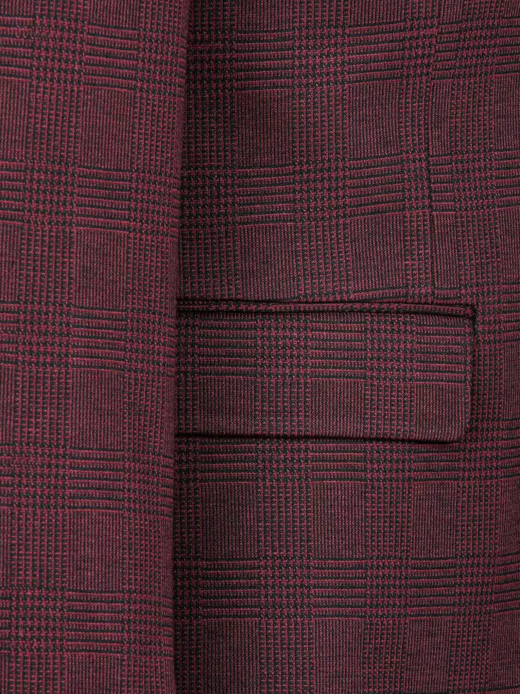 Wam Denim Colberts|Red Wood Wide Lapel Dark Red Black Suit Colbert