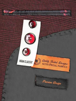 Wam Denim Colberts|Red Wood Wide Lapel Dark Red Black Suit Colbert
