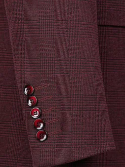 Wam Denim Colberts|Red Wood Wide Lapel Dark Red Black Suit Colbert