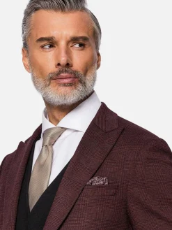 Wam Denim Colberts|Red Wood Wide Lapel Dark Red Black Suit Colbert