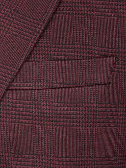 Wam Denim Colberts|Red Wood Wide Lapel Dark Red Black Suit Colbert