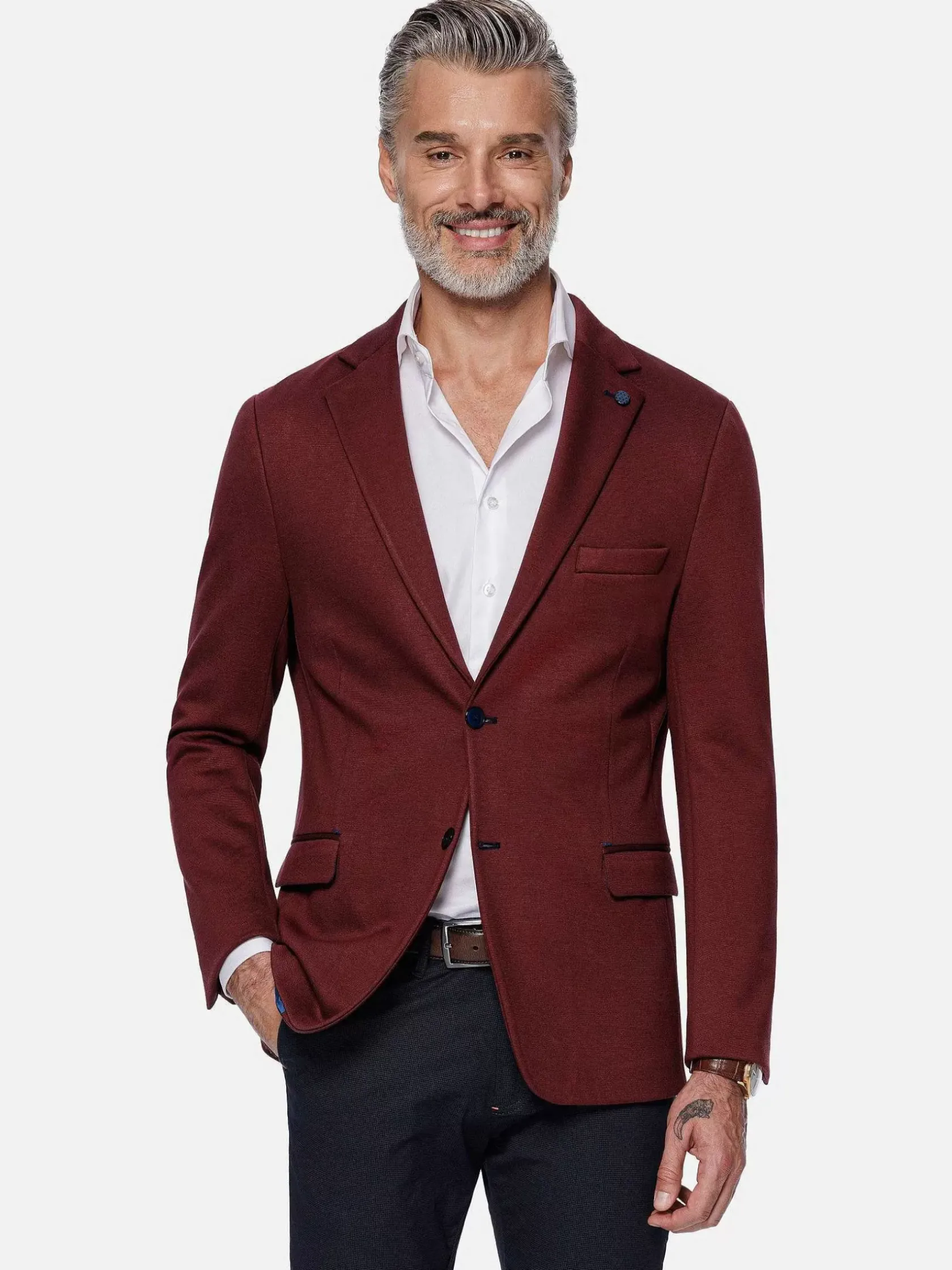 Wam Denim Colberts|Relaxed Slim Fit Monarch Dark Red Colbert