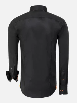 Wam Denim Overhemd Lange Mouwen|Romney Solid Black Overhemd Lange Mouw