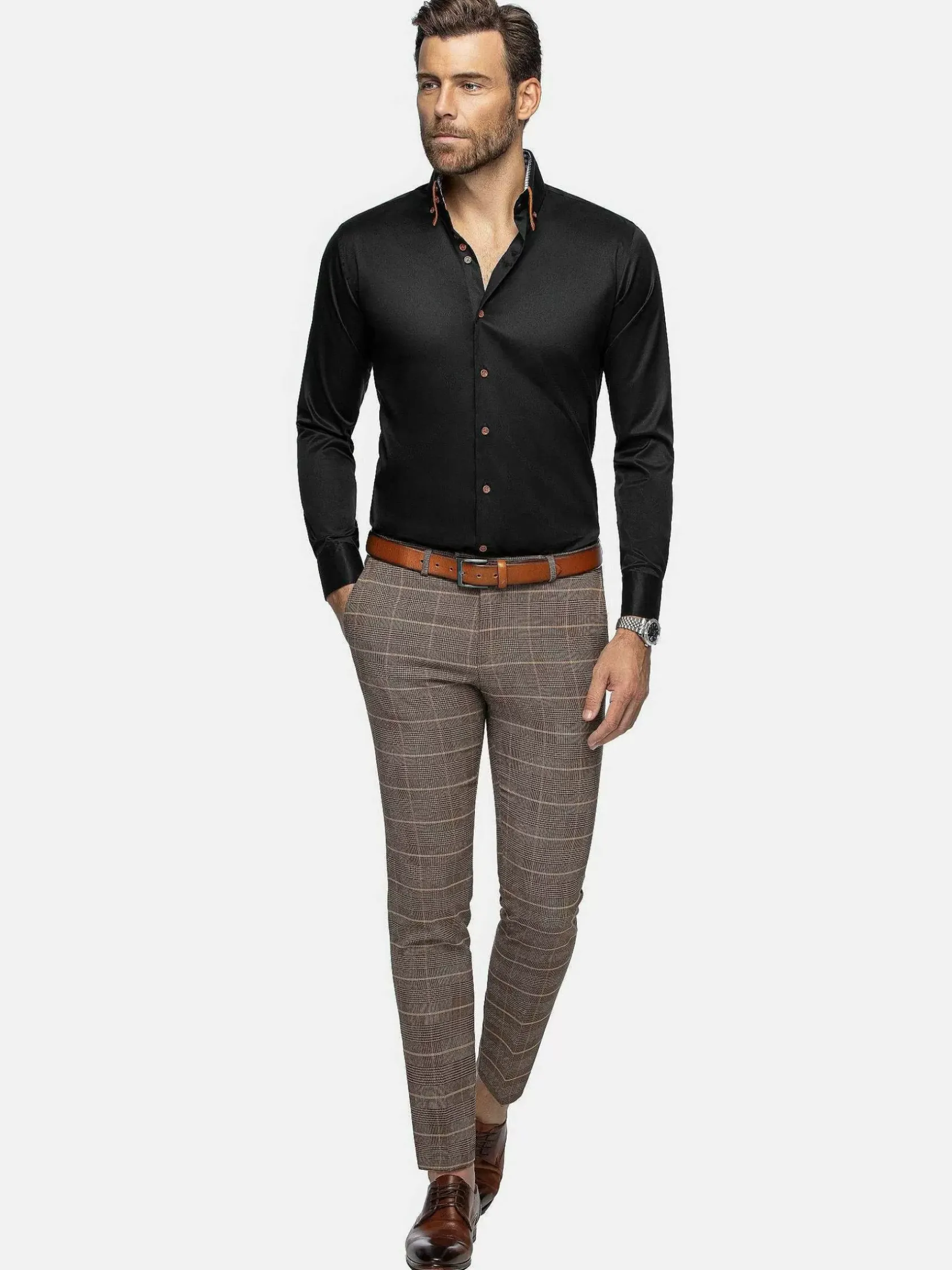 Wam Denim Overhemd Lange Mouwen|Romney Solid Black Overhemd Lange Mouw