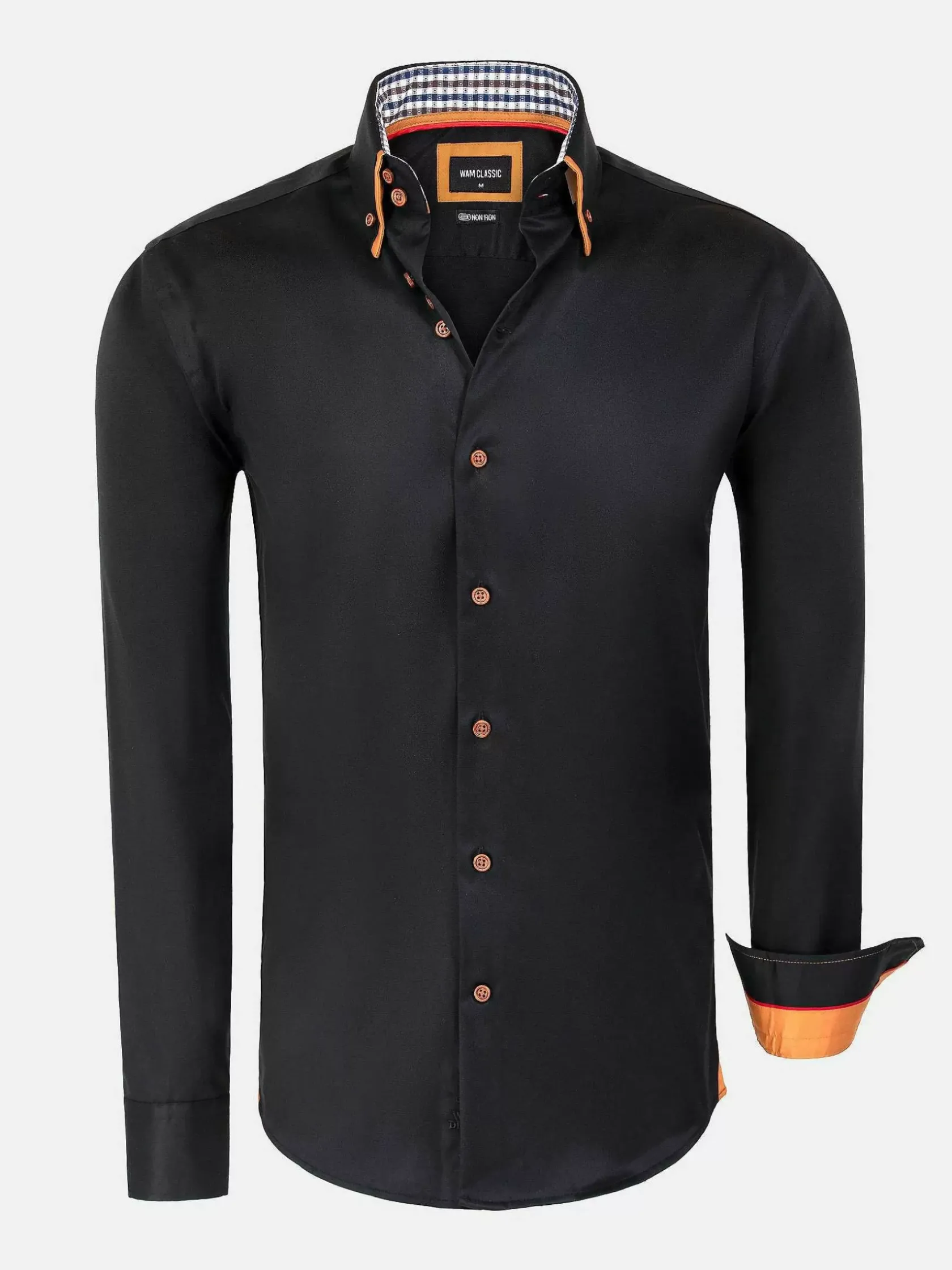 Wam Denim Overhemd Lange Mouwen|Romney Solid Black Overhemd Lange Mouw