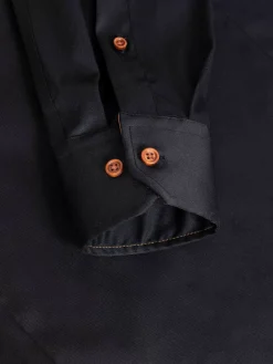 Wam Denim Overhemd Lange Mouwen|Romney Solid Black Overhemd Lange Mouw