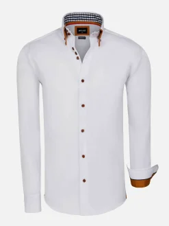 Wam Denim Overhemd Lange Mouwen|Romney Solid White Overhemd Lange Mouw