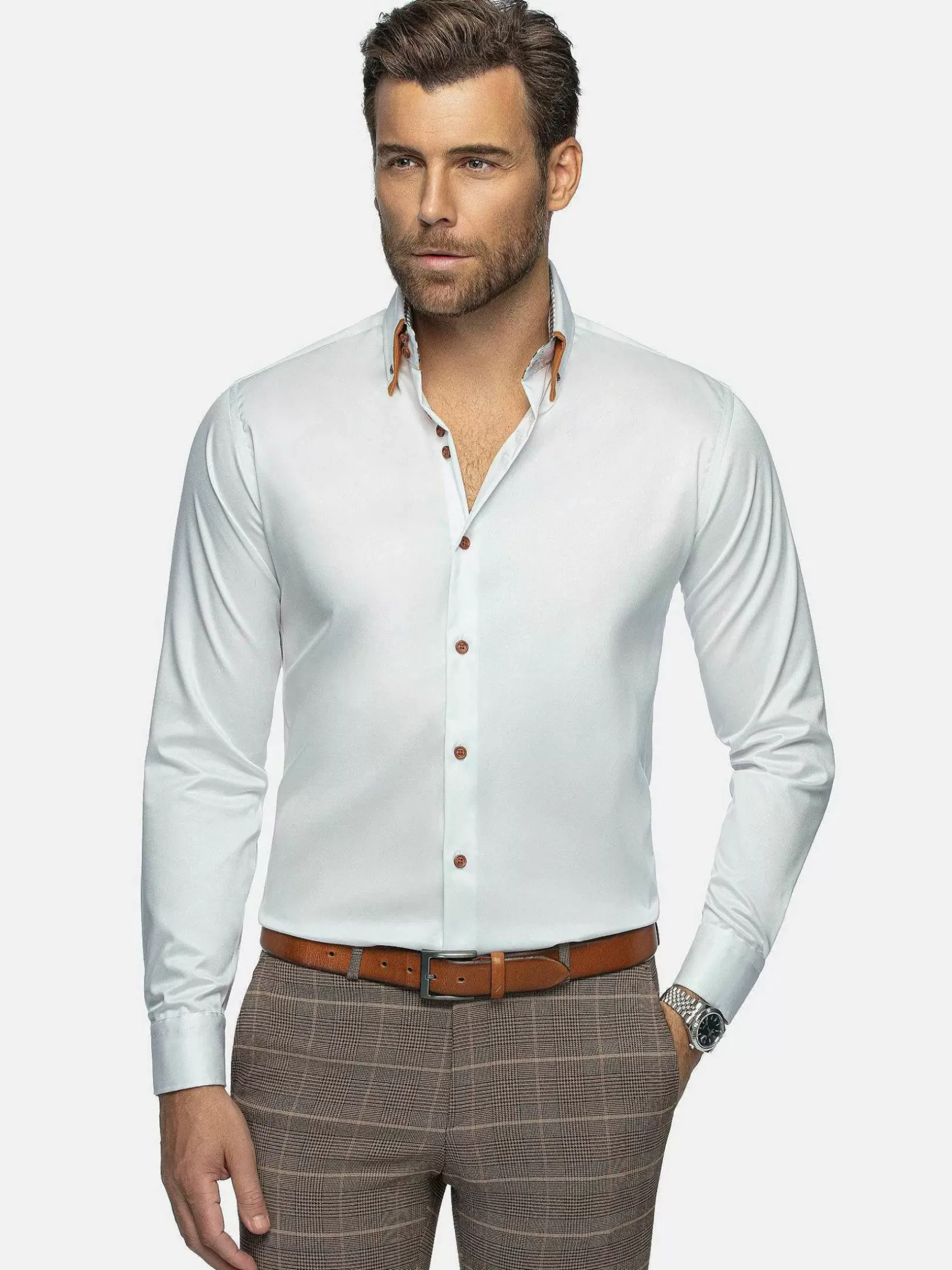Wam Denim Overhemd Lange Mouwen|Romney Solid White Overhemd Lange Mouw
