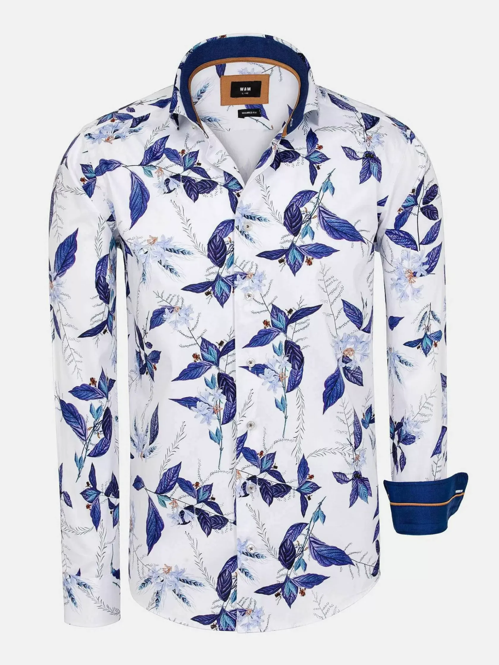 Wam Denim Overhemd Lange Mouwen|Santorini White Floral Print Overhemd Lange Mouw