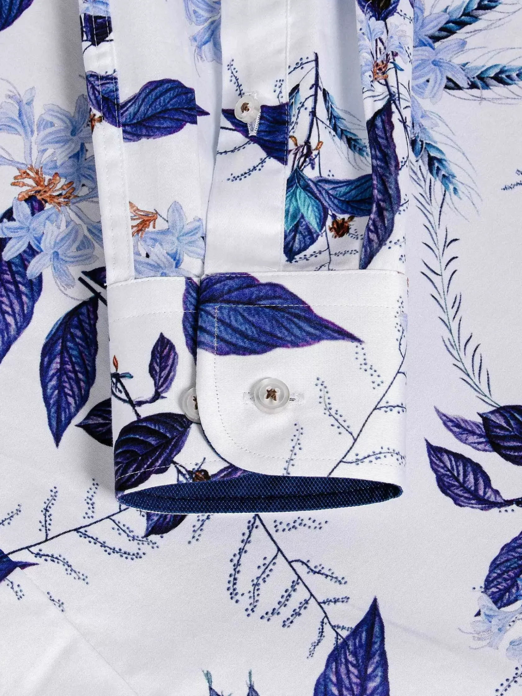 Wam Denim Overhemd Lange Mouwen|Santorini White Floral Print Overhemd Lange Mouw