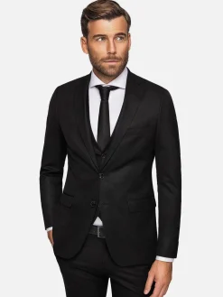 Wam Denim Colberts|Scottsville Notch Lapel Black Suit Colbert
