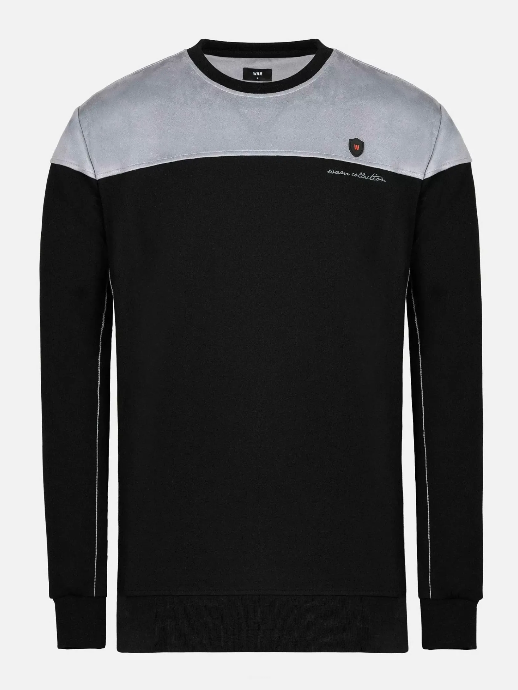 Wam Denim Sweaters|Sedona Round-Neck Grey Black Sweater