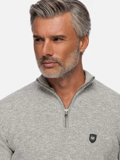 Wam Denim Sweaters|Sharon Half Zip Grey Sweater