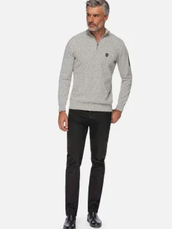 Wam Denim Sweaters|Sharon Half Zip Grey Sweater