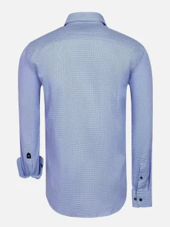 Wam Denim Overhemd Lange Mouwen|Sky Lake Blue Micro Patterned Long Sleeve Shirt