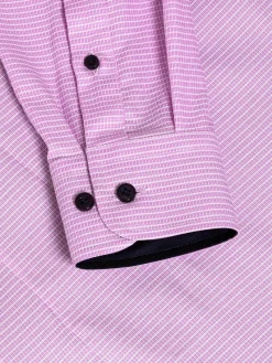 Wam Denim Overhemd Lange Mouwen|Sky Lake Pink Micro Patterned Overhemd Lange Mouw