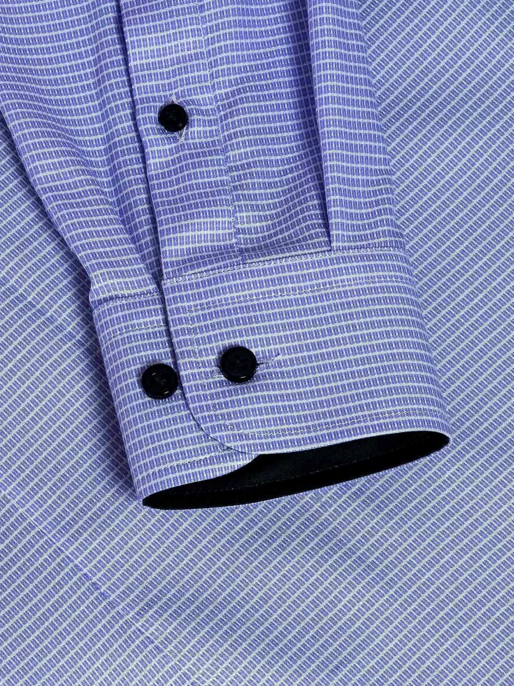 Wam Denim Overhemd Lange Mouwen|Sky Lake Royal Blue Micro Patterned Overhemd Lange Mouw