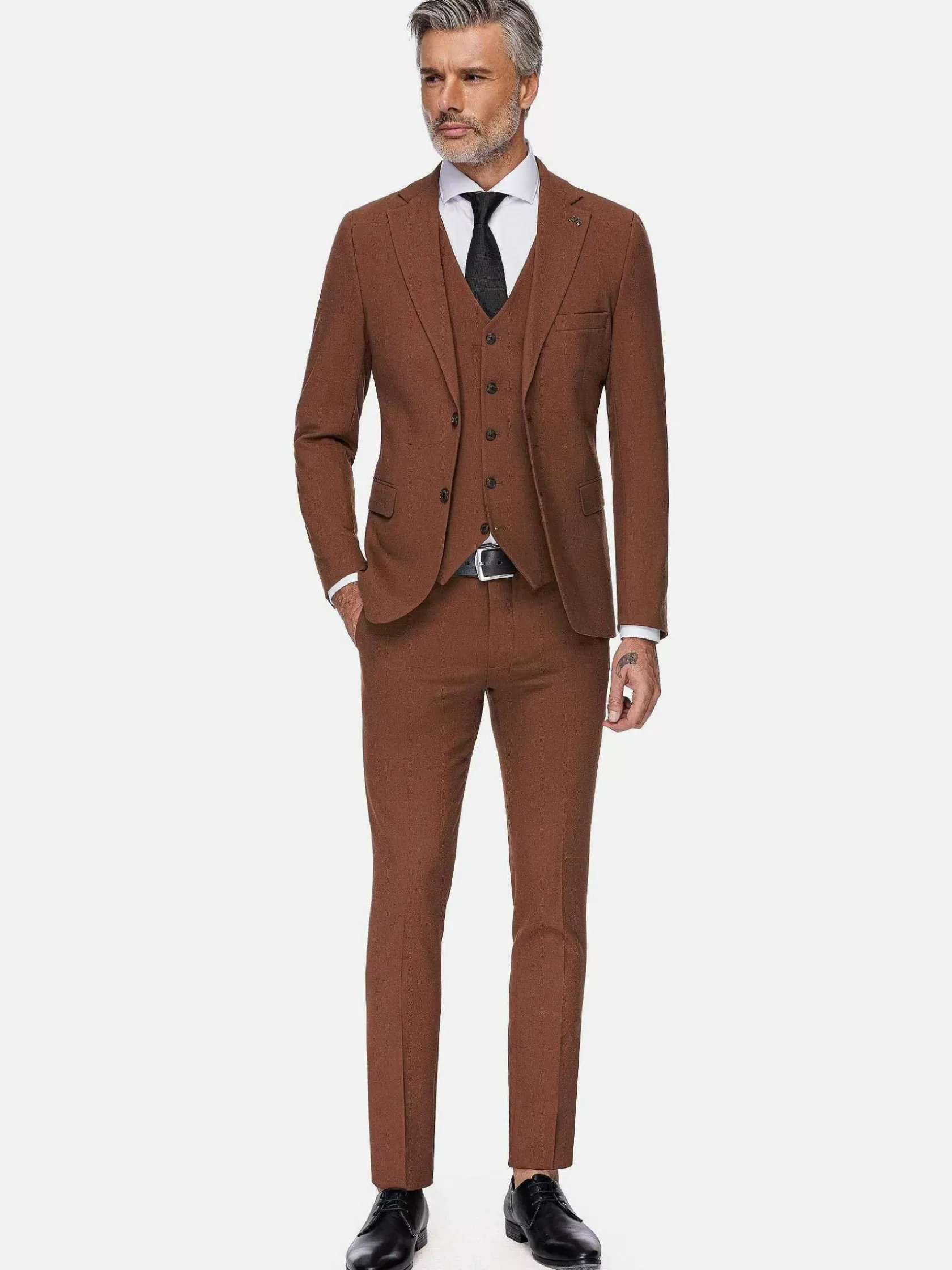 Wam Denim Colberts|Slim Fit Brown Textured Colbert