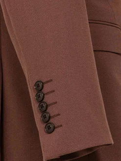 Wam Denim Colberts|Slim Fit Brown Textured Colbert