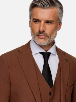 Wam Denim Colberts|Slim Fit Brown Textured Colbert