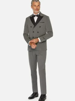 Wam Denim Colberts|Slim Fit Double Breasted Grey Colbert
