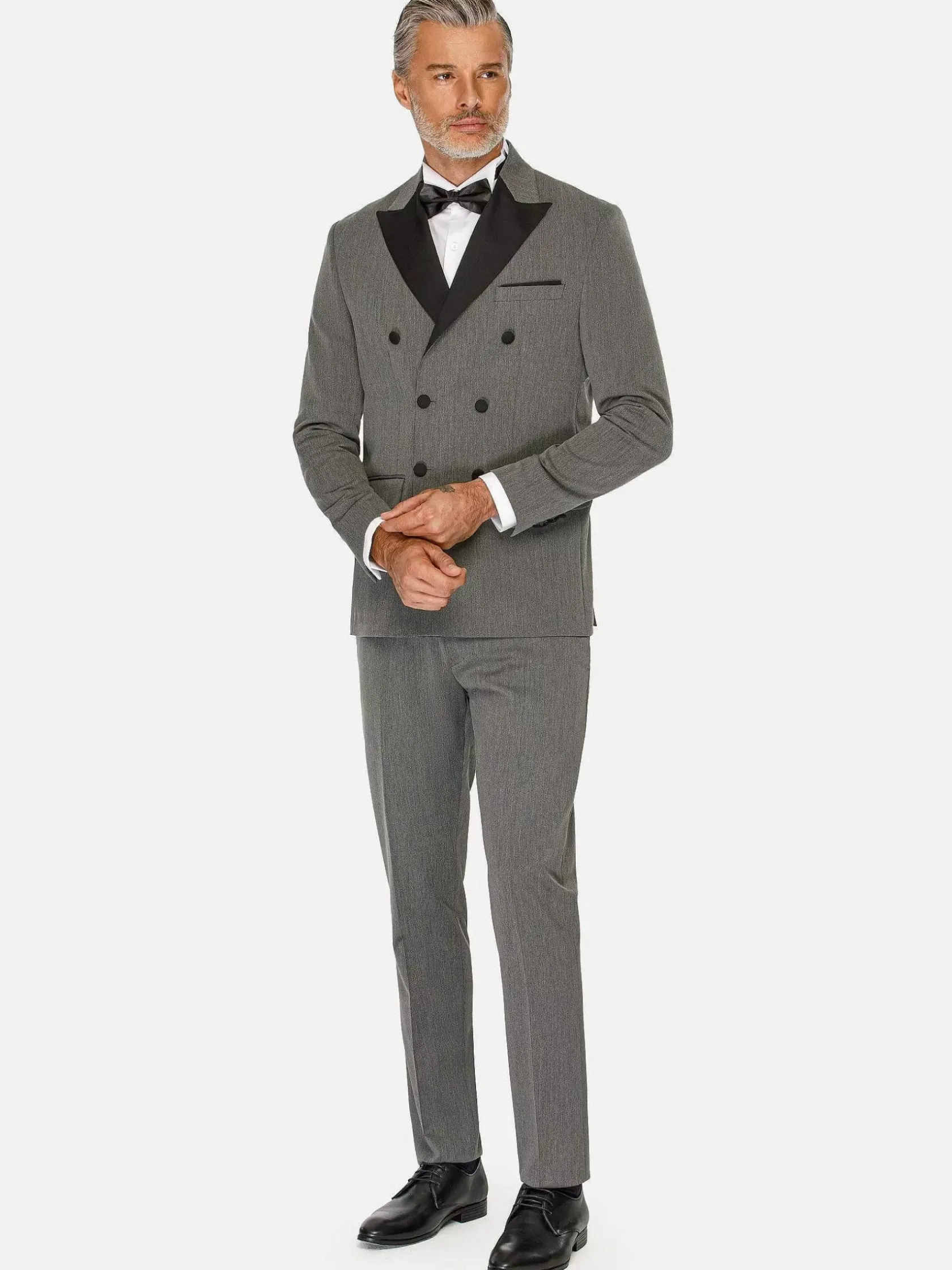 Wam Denim Colberts|Slim Fit Double Breasted Grey Colbert