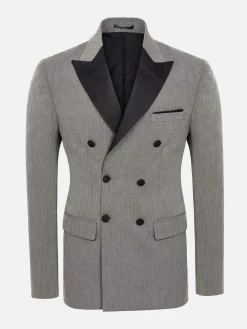 Wam Denim Colberts|Slim Fit Double Breasted Grey Colbert