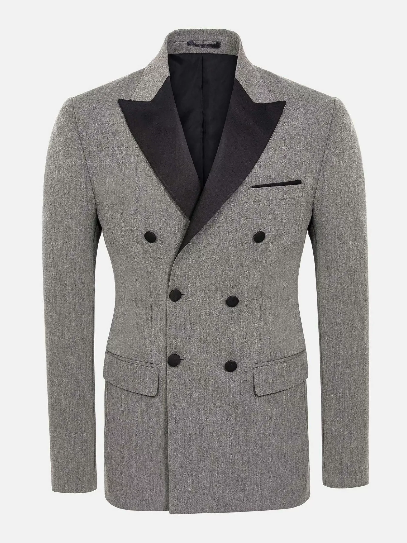Wam Denim Colberts|Slim Fit Double Breasted Grey Colbert
