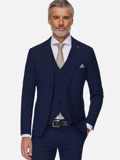Wam Denim Colberts|Slim Fit Navy Textured Colbert