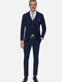 Wam Denim Colberts|Slim Fit Navy Textured Colbert