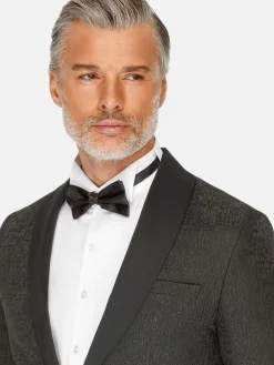 Wam Denim Colberts|Slim Fit Textured Black Tuxedo Colbert