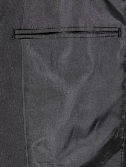 Wam Denim Colberts|Slim Fit Textured Black Tuxedo Colbert