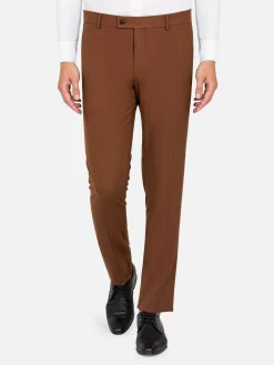 Wam Denim Pantalons|Slim Fit Textured Brown Pantalon