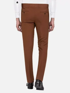 Wam Denim Pantalons|Slim Fit Textured Brown Pantalon