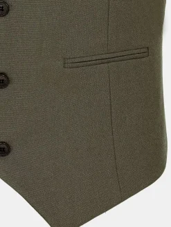 Wam Denim Gilets|Slim Fit Textured Khaki Gilet