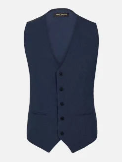 Wam Denim Gilets|Slim Fit Textured Navy Gilet