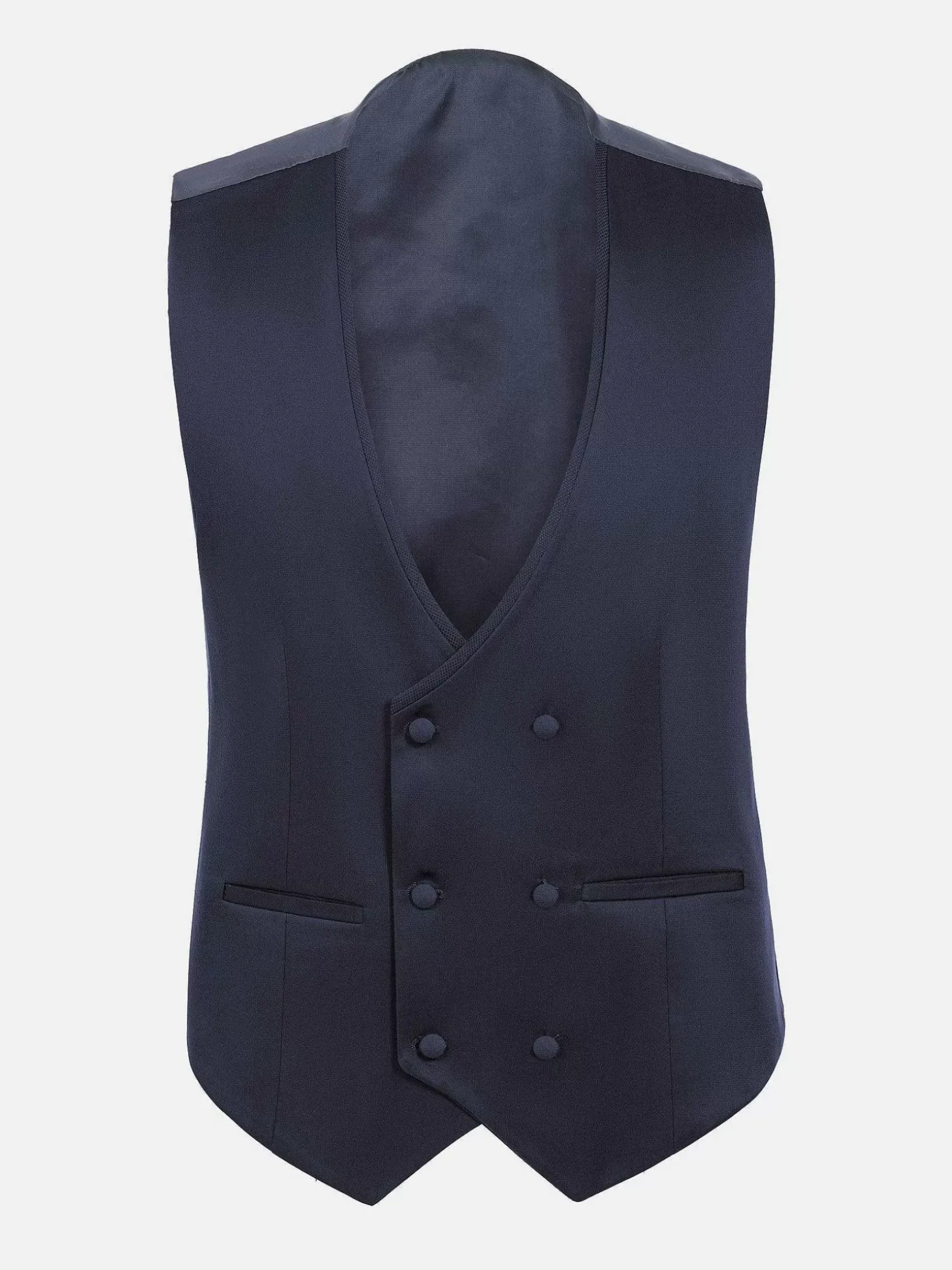 Wam Denim Gilets|Slim Fit Textured Navy Gilet