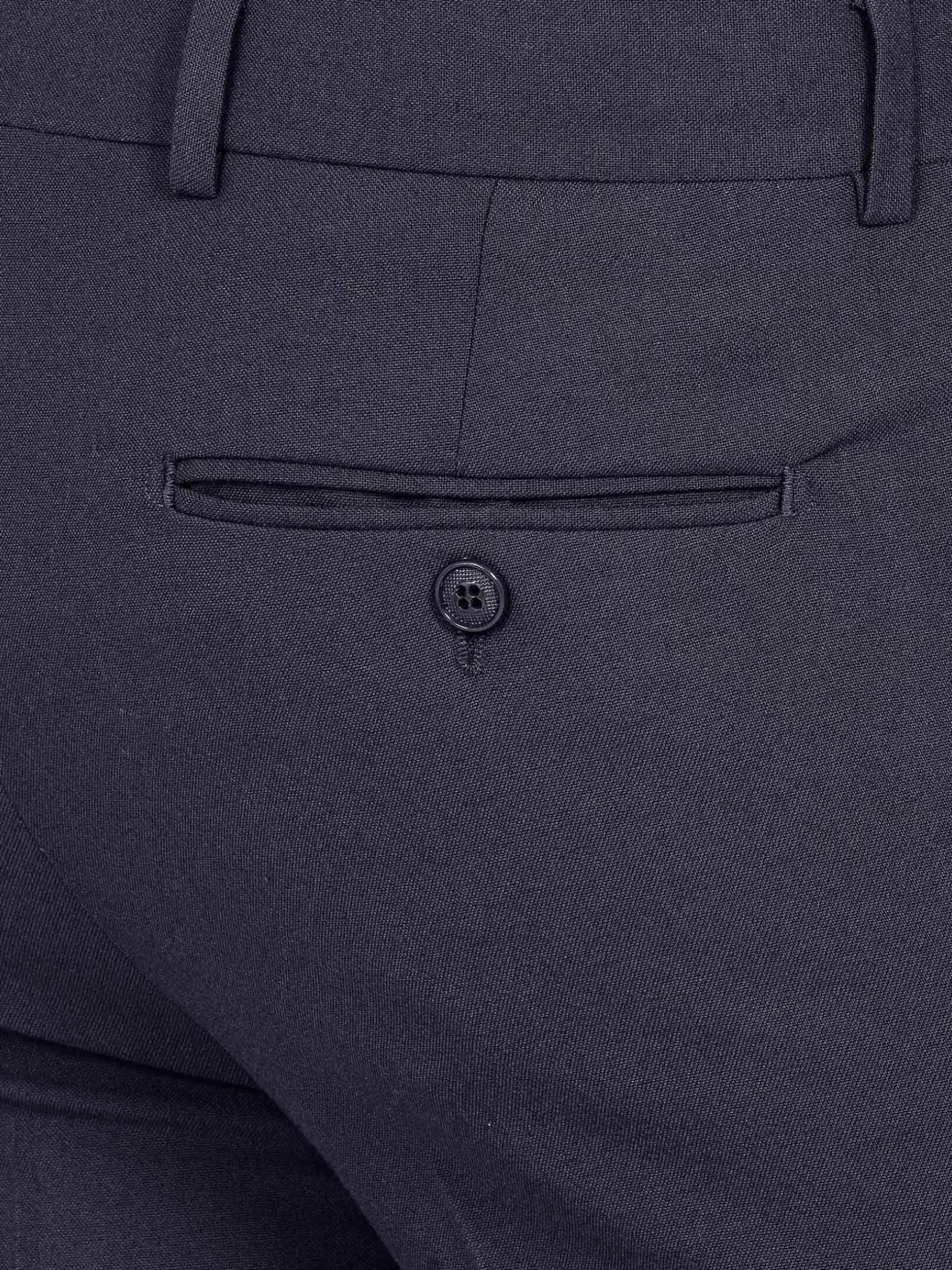 Wam Denim Pantalons|Slim Fit Textured Navy Pantalon