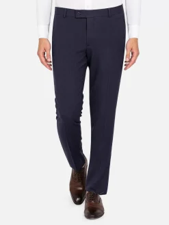 Wam Denim Pantalons|Slim Fit Textured Navy Pantalon
