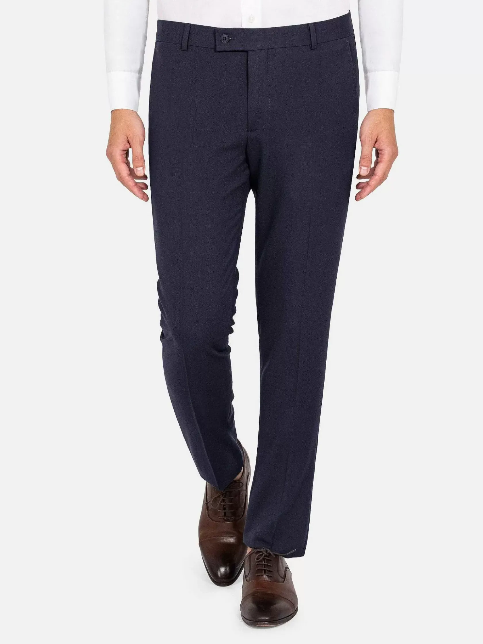 Wam Denim Pantalons|Slim Fit Textured Navy Pantalon
