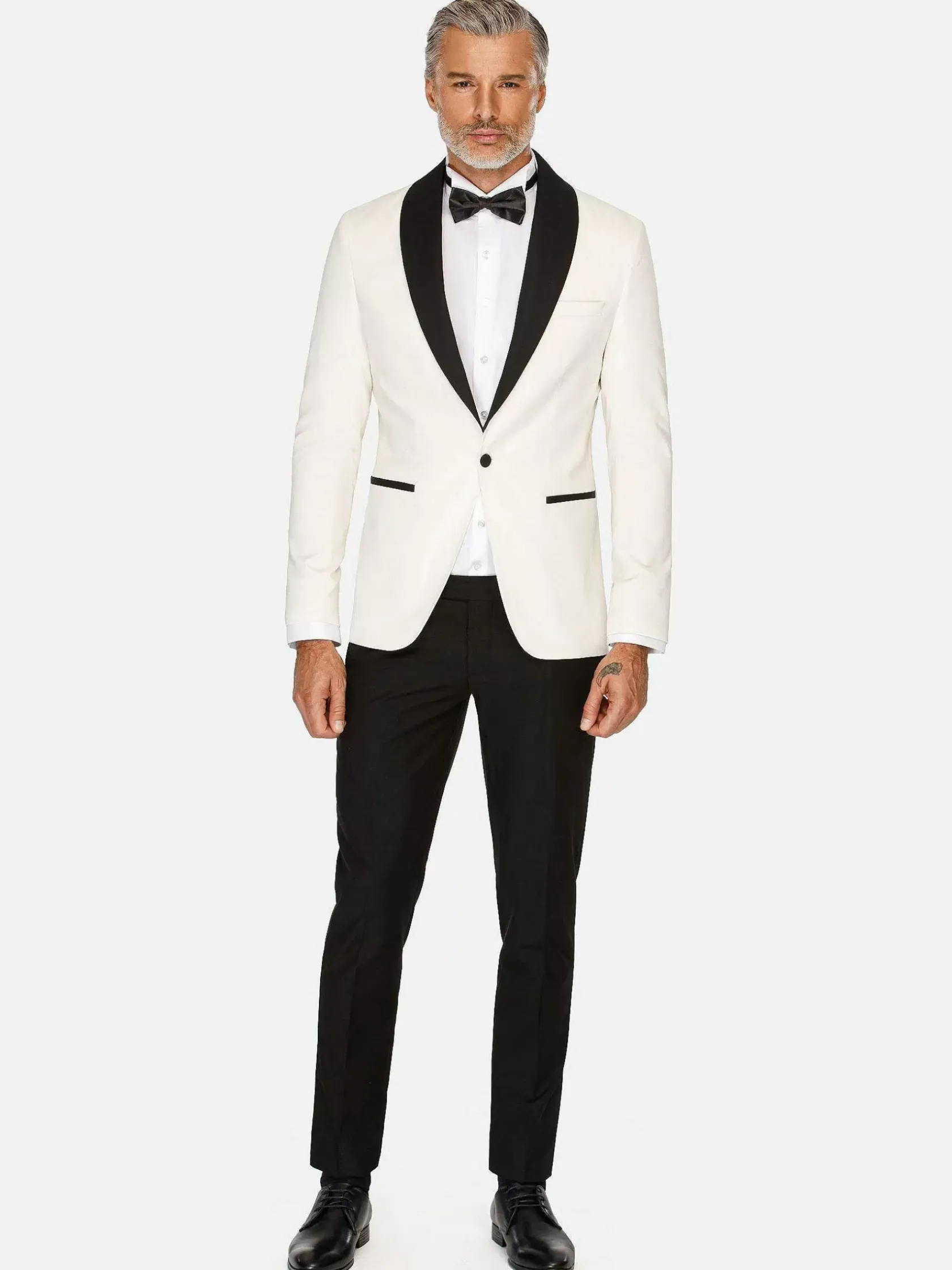 Wam Denim Colberts|Slim Fit White Tuxedo Colbert
