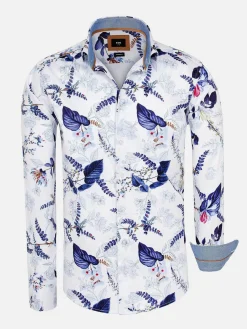 Wam Denim Overhemd Lange Mouwen|Sullivan White Floral Print Overhemd Lange Mouw