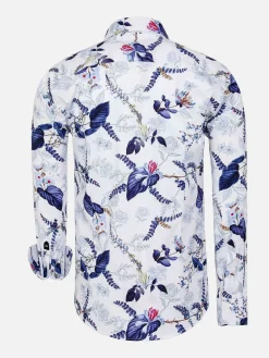 Wam Denim Overhemd Lange Mouwen|Sullivan White Floral Print Overhemd Lange Mouw