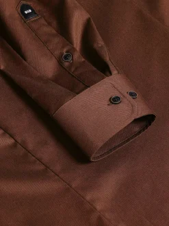 Wam Denim Overhemd Lange Mouwen|Tempesta Plain Cotton Light Brown Overhemd Lange Mouw